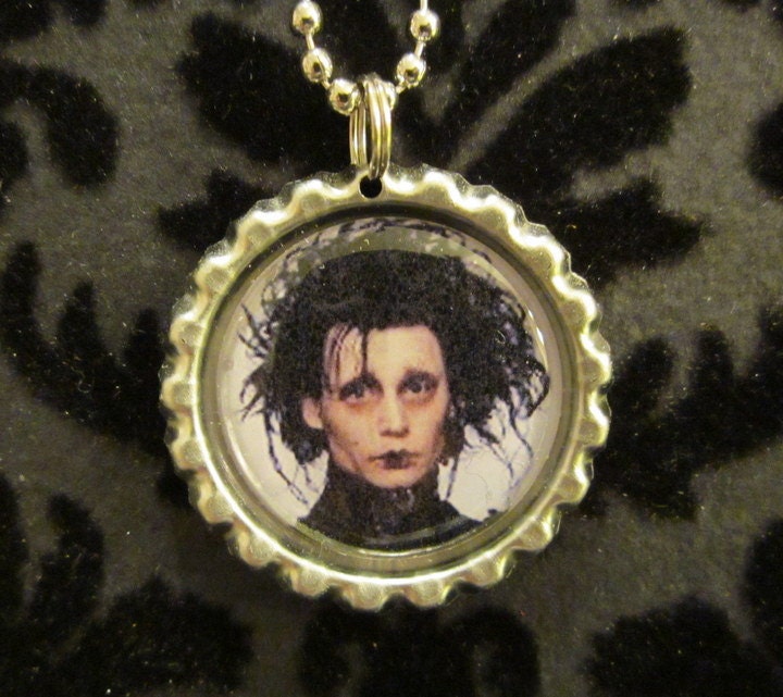 Edward Scissorhands Bottle Cap Necklace or Keychain (Edward 102)