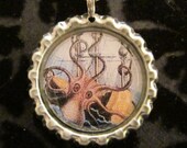 Octopus Attack Bottle Cap Necklace or Key Chain (Octopus 101)