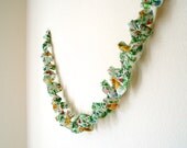 Ruffled Floral Garland - Pink, Yellow, Blue, and Green on White - 5 ft