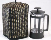 French Press Cozy - Kanji Poem on Black - Fits 8 Cup Coffee / Tea Press