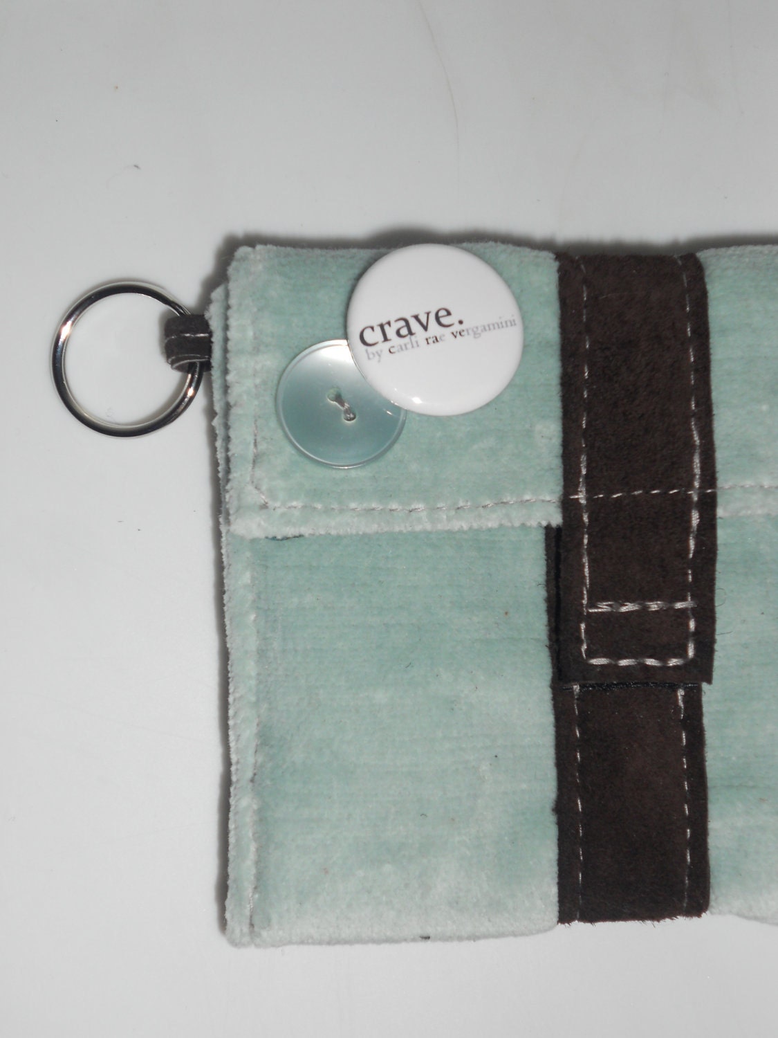 Light Aqua Velvet Wallet or Business Card Holder gift under 25