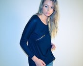 Womens knit sweater black slouchy zipper NEW