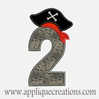 Pirate Numbers 1-9...Embroidery Applique Design...Two sizes for multiple hoops...Item1111.