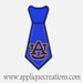 AU Tie...Embroidery Applique Design...Three sizes for multiple hoops...Item1480.