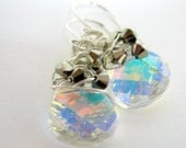 Swarovski Dangle Earrings, Wire Wrapped, Sterling Silver