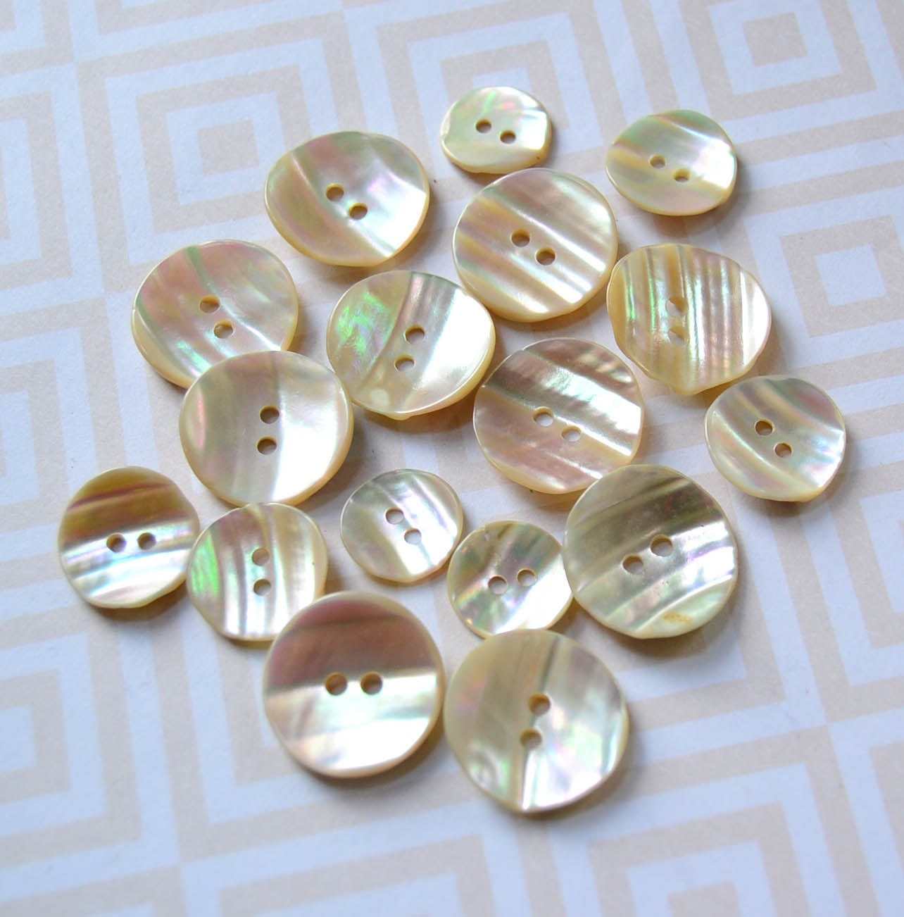 Vintage Pearly Shell Buttons - Set of 17 - MIx 272