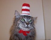 Cat In The Hat Hat For A Cat, Crocheted Dr. Seuss Costume