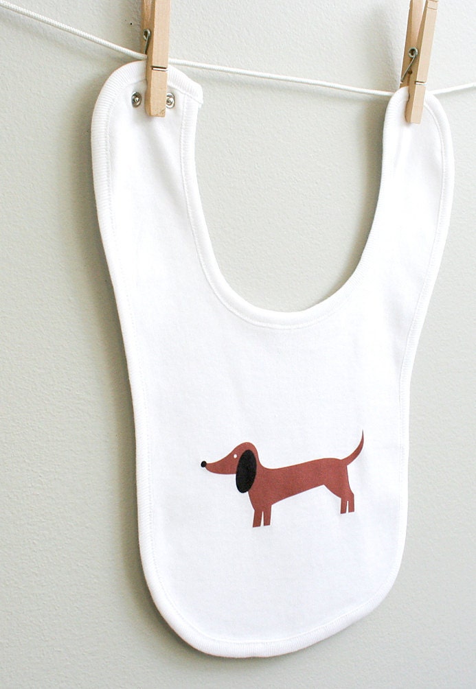 Baby bib, dachshund. Organic cotton. Super soft.
