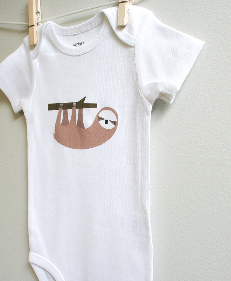 Baby clothes, baby boy or baby girl onesies, sloth, cute and adorable. Short or long sleeve. Your choice of size.