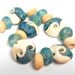 SRA handmade white sand and "larimar-look-a-likes" lampwork bead set 60412-1 for making jewelry, necklaces, earrings