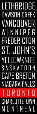 CANADIAN CITIES Subway Roll Sign, Bus, Tram Scroll Vintage Style Destination Art Print on Styrene 12x36