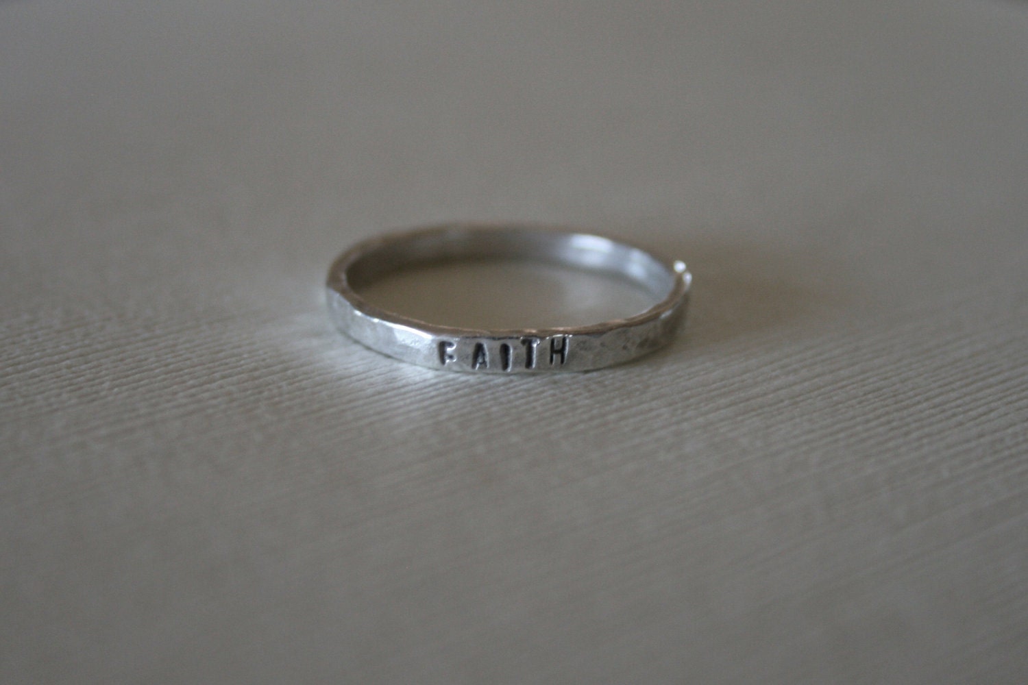 rustic hand forged fine silver handstamped ring