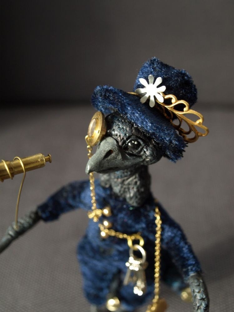 miniature steampunk crow