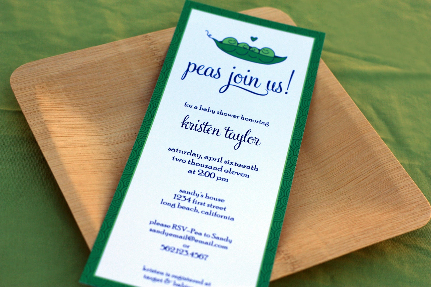 Custom Sweet Pea Baby Shower Invitation - Print-Your-Own