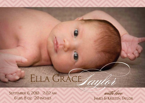 Custom Birth Announcement, Baby Girl