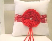 Red Bloom Ring Pillow