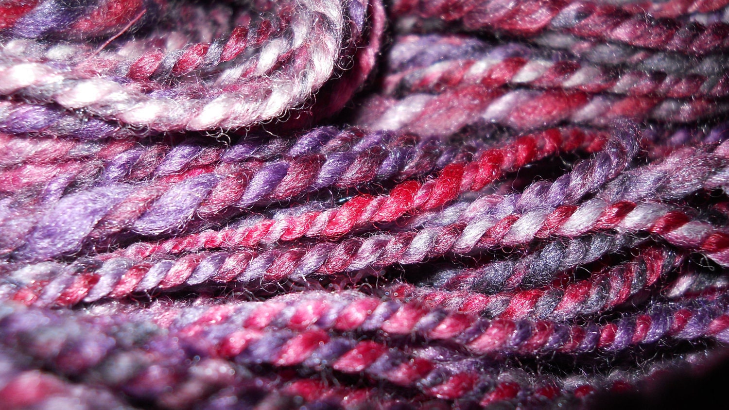 Merino and Silk Handspun Yarn in Pink and Purple worsted weight 340 yards
