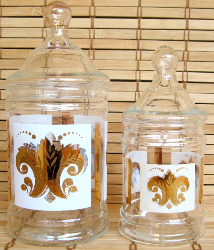 Vintage Glass Storage Jars - set of 2
