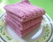 3Pcs Pink Cotton Crochet Wash Cloth...