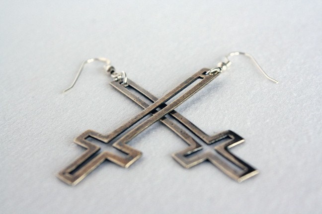 Saint Peter's Cross Earrings - Sterling Silver