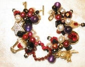 Heart Valentine Star Charm Vintage Costume Jewelry Charm Bracelet