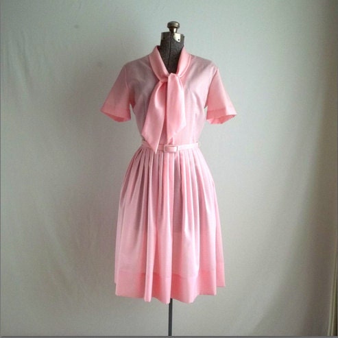 Pale Pink Bow Tie Secretary Dress