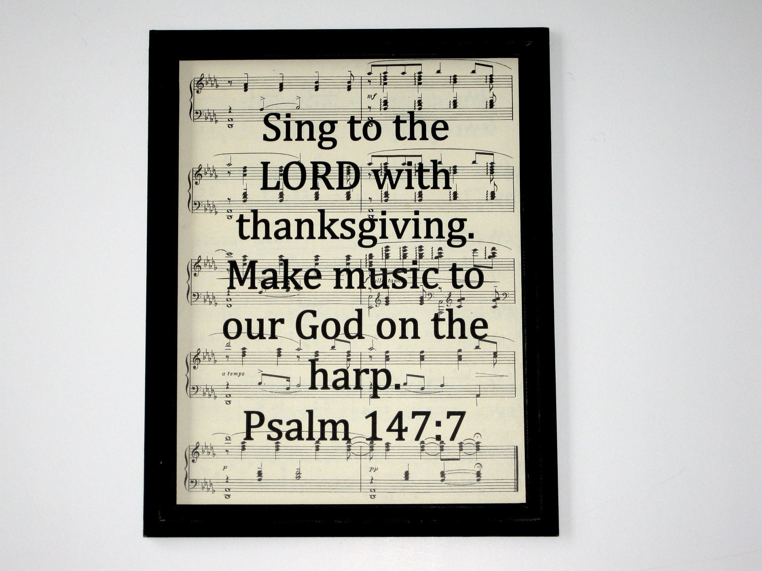 Bible Verse Print on Vintage Music