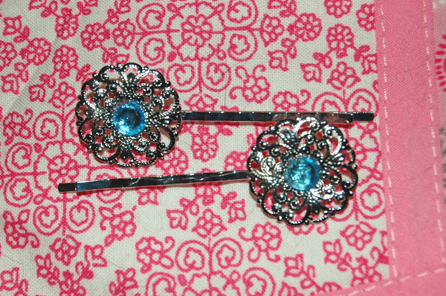 Filagree Rhinestone Bobby Pins -- 2 Cute