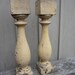 Pair of 2 antique wood chippy shabby Ballusters front porch cream posts turned