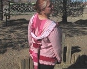 Upcycled Sweater Cashmere Pinks Raspberry Elf Hood 2x 3x Woman Women
