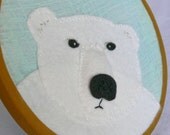 Polar Bear Hand Embroidered Textile Art on Porthole Hoop