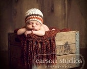 Baby Boy Hat in Ivory Tweed, Chocolate and Pumpkin - Photo Prop