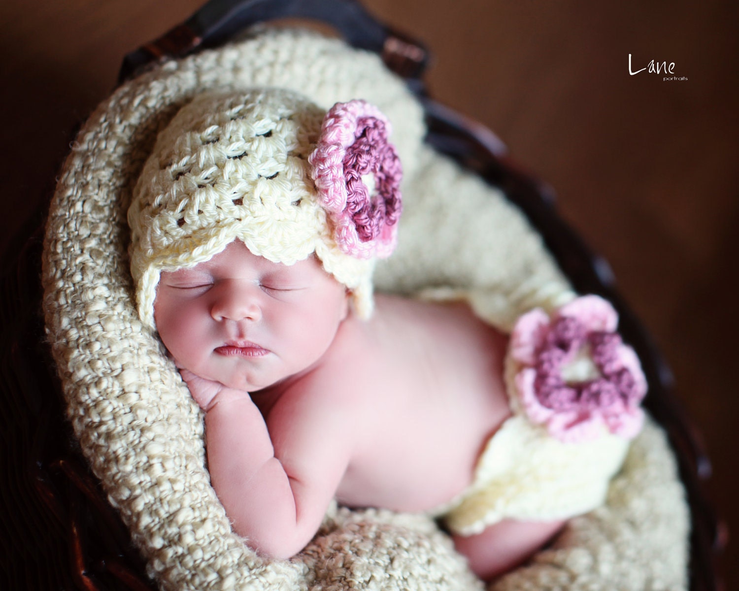 baby diaper cover and beanie / flower hat/ baby hat