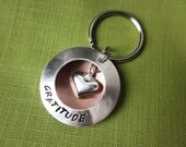 Gratitude Keychain - Kindness Can Change the World - Gift for Stranger - Gift for Teacher - Sterling Silver & Copper -