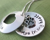 Always in My Heart Pet Locket Necklace - Personalized Pet Jewelry - Sterling Silver - Hand Stamped