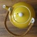 Vintage Rattan Handled Bright Yellow Teapot