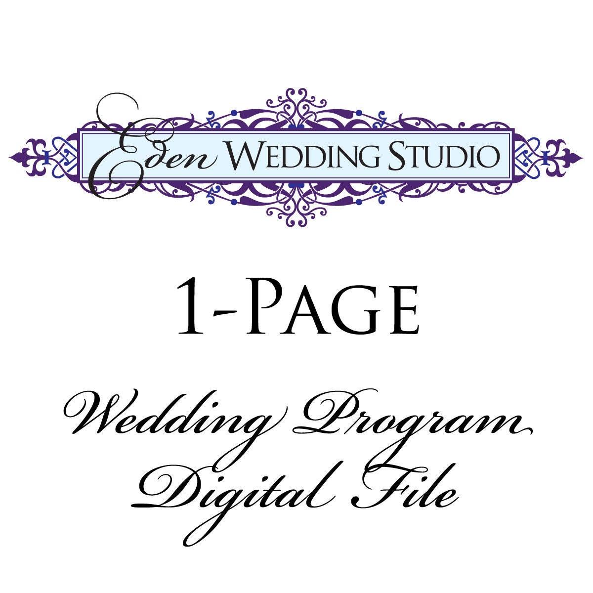 Digital File for a 1-Page Wedding Program - Any Eden Wedding Studio Design