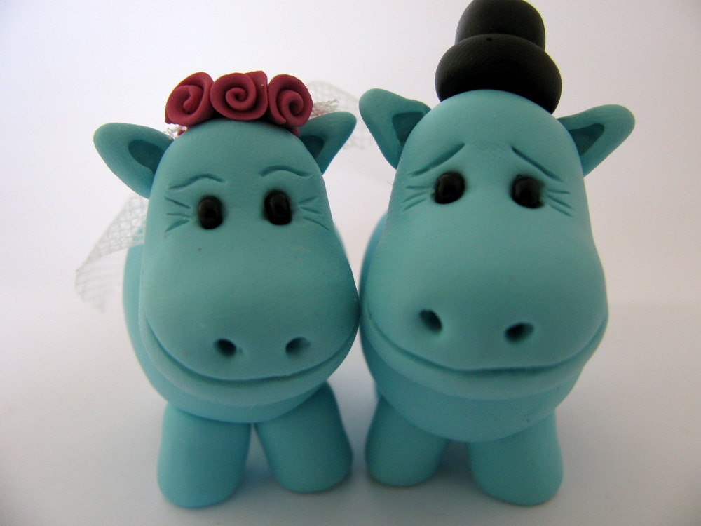 hippo bride and groom cake topper, custom wedding cake topper, cute wedding cake toppers