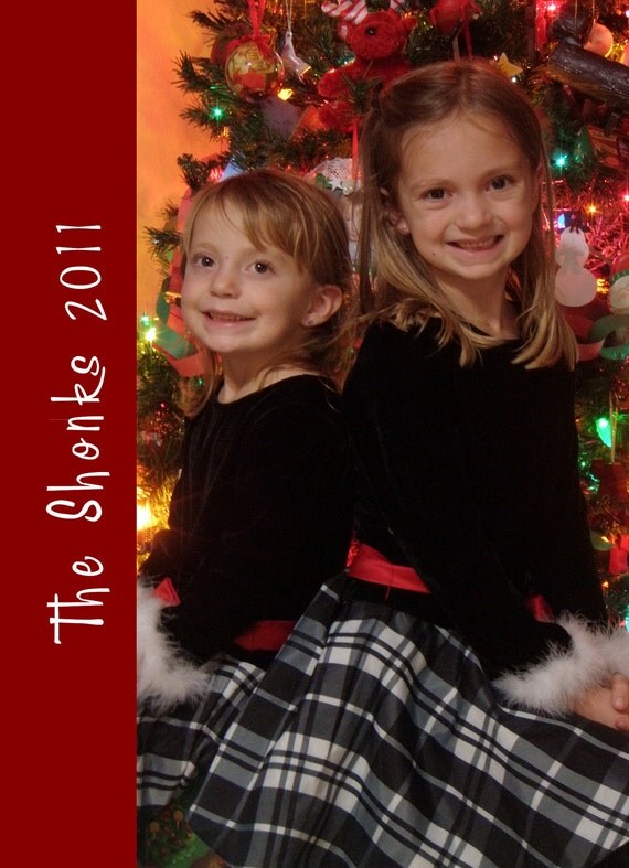 Simple Stripe Red Custom Christmas Holiday Photo Card Il_570xn
