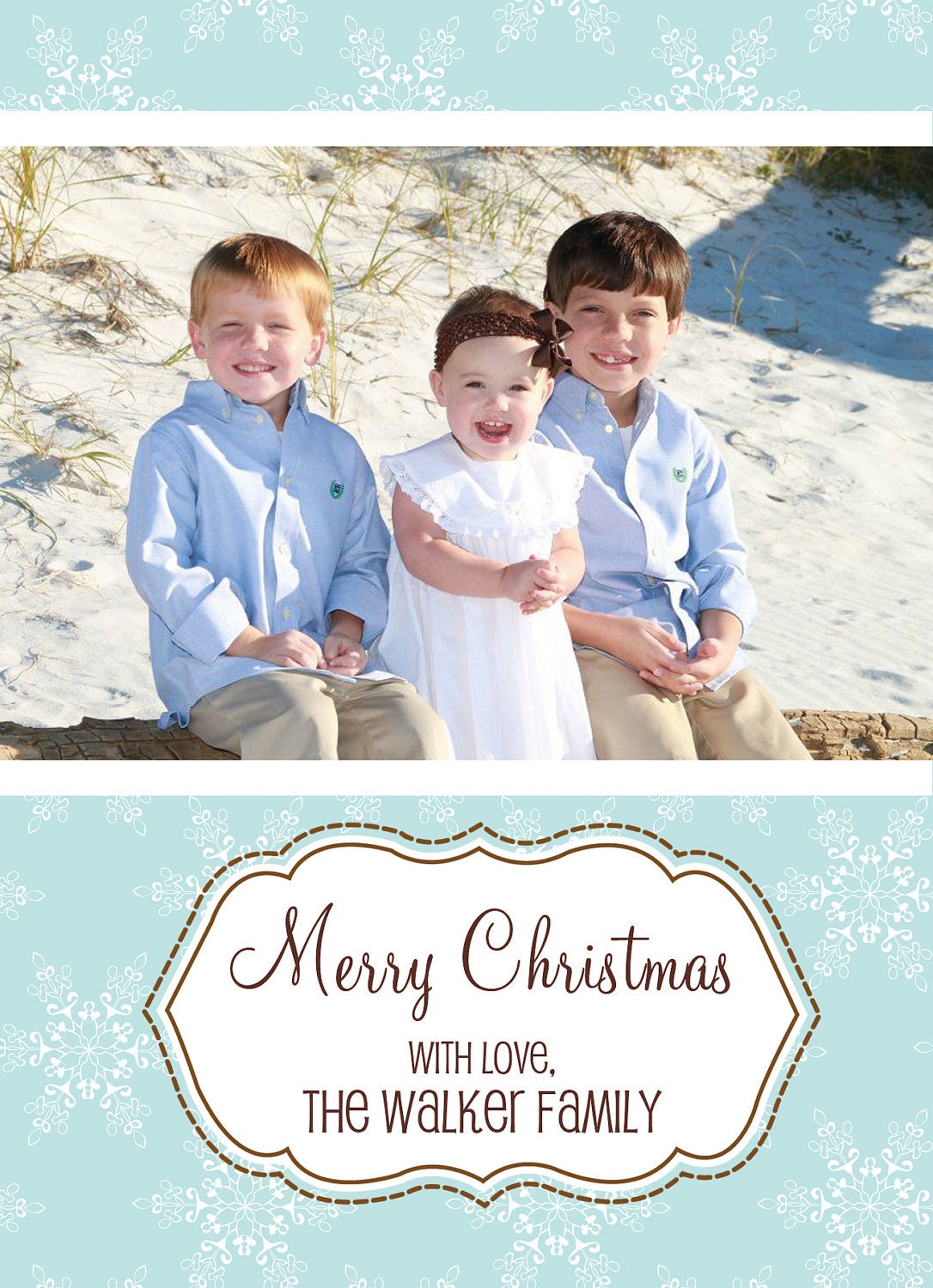 Blue Snowflakes Custom Christmas Holiday Photo Card Il_570xn