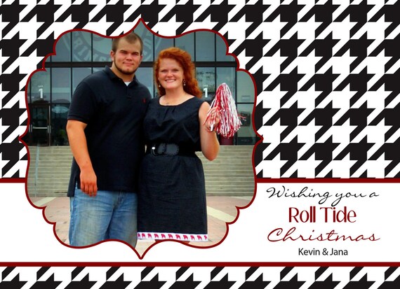 Houndstooth Bama Christmas Holiday Photo Card Il_570xn