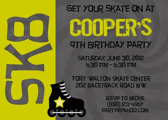 Skater Boy Birthday Party Invitation DIY Printable Il_570xn