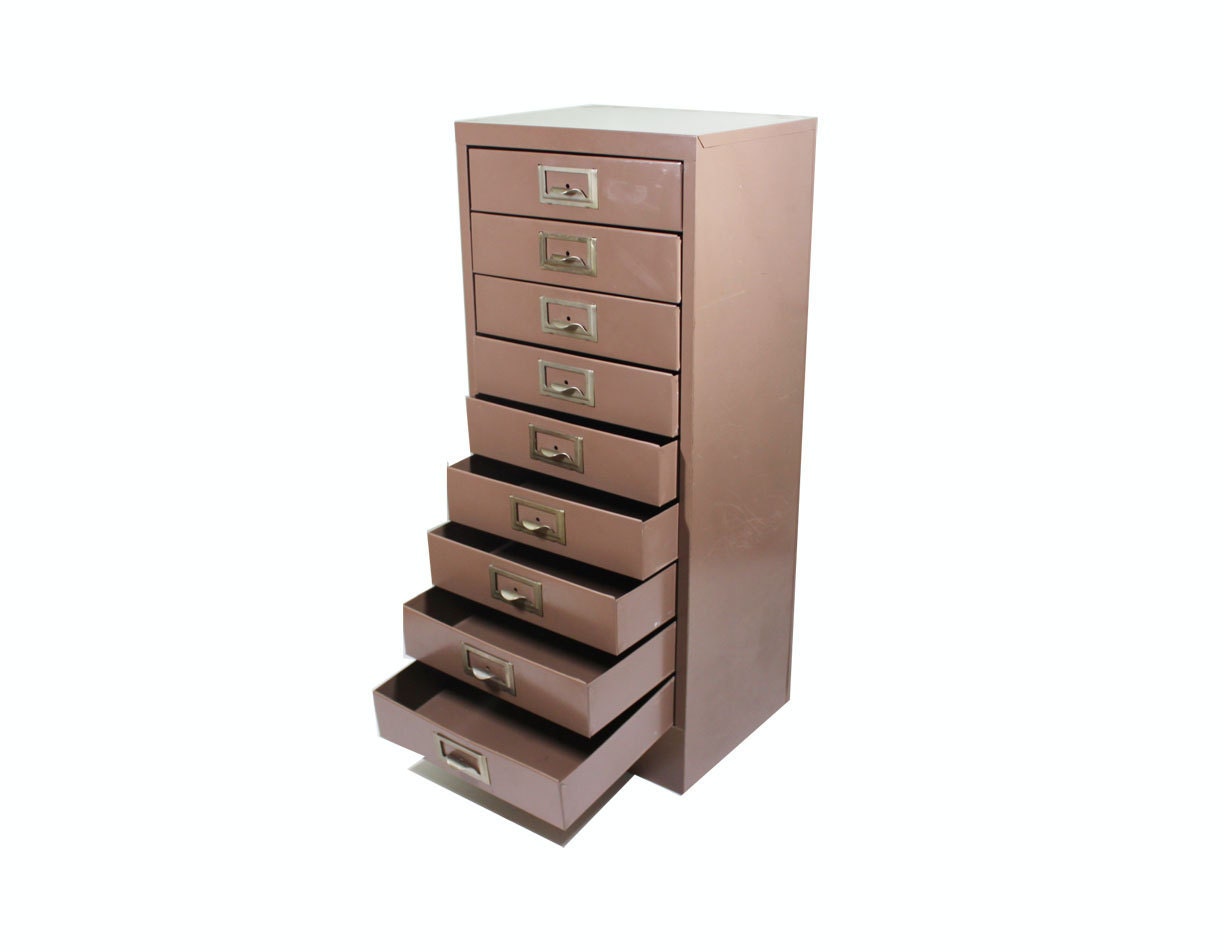 Vintage Small Nine Drawer File Cabinet