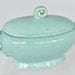 California Modern Santa Anita Ware sugar bowl with lid- robins egg blue 1940s 1950s mid century retro ink stamped LA vintage kitchen