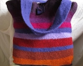 Felted Bag: Moonrise in New Mexico. Deep purples and browns stripe this extra large felted gypsy bag