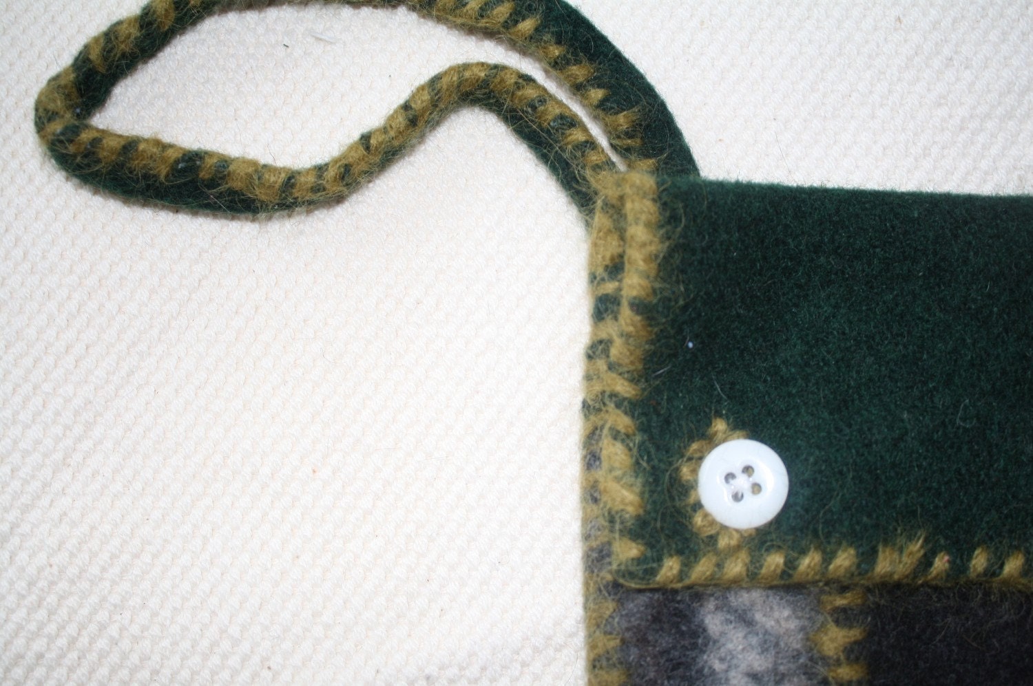 Felted wool wristlet, wallet, cell phone case, digital camera case, purse- Eco friendly, made from Wool Lumber Jack Pants