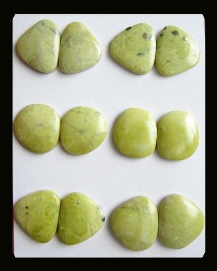 SALE,6 Pairs Serpentine Cabochons,24.34g