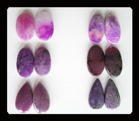 SALE,6 Pairs Sugilite Matched Cabochons,17.11g