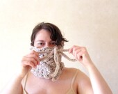 Cowl Convertible Hat Handknit Beige Pure Wool Warm Fashion freeshippingfrance team trade on