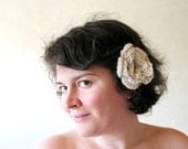 White Lacy Flower Brooch Hairclip Pure Organic Undyed Kid Mohair freeshippingfrance team trade on